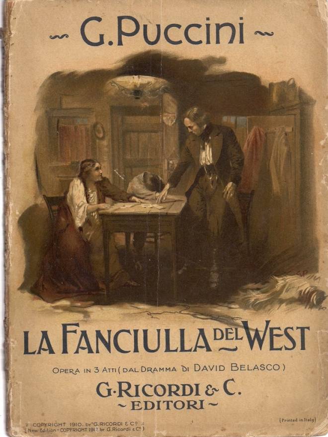 Couverture de la première édition de la partition vocale de La Fanciulla del West 