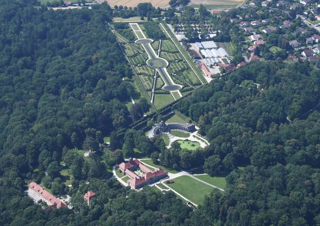 ​vue aérienne du Parc de l'Ermitage​ à Bayreuth